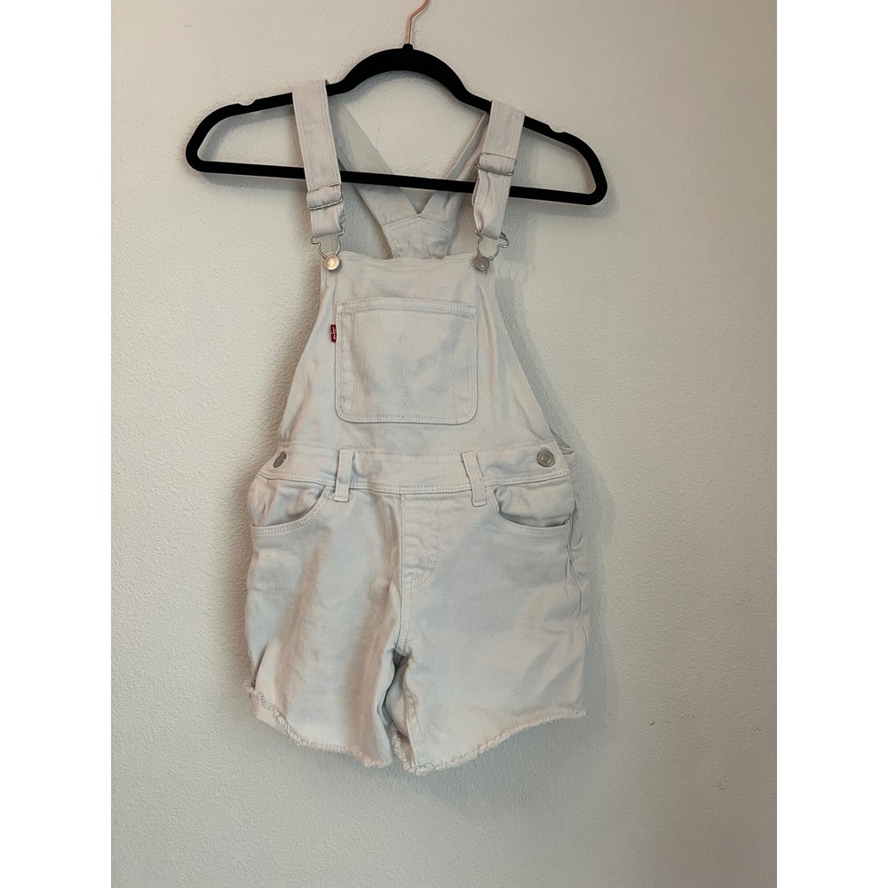 Levis Shortall Overalls White‎ Denim Adjustable Straps Kids Size 12